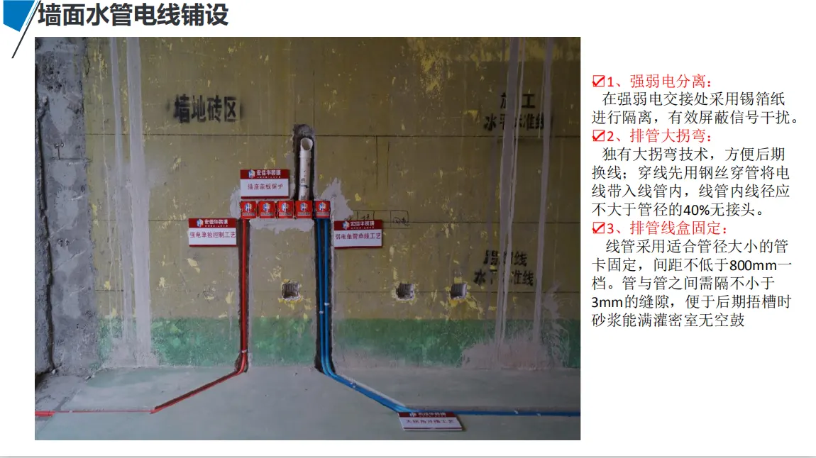 宏佳华标准工程 · 墙面水管电线铺设